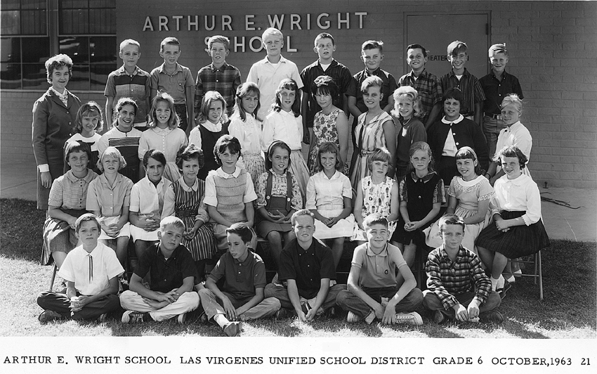 The Class of 1970, in the 6th Grade, 1963. High resolution, thus a large file: 324k.